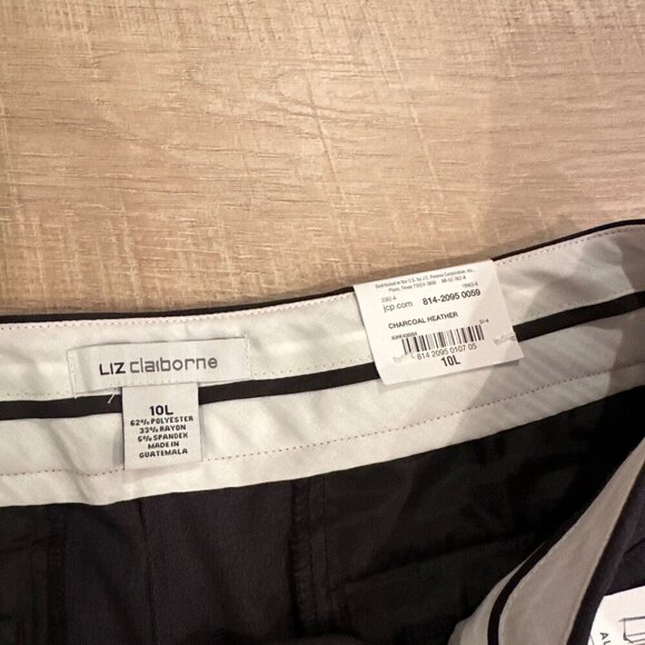 LIZ CLAIBORNE WOMENS AUDRA 10 LONG PANTS CHARCOAL HEATHER STRAIGHT LEG - Picture 7 of 12
